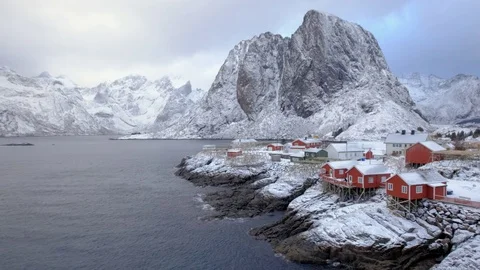 Hamnoy village on Lofoten Islands, Norway Stock Footage
