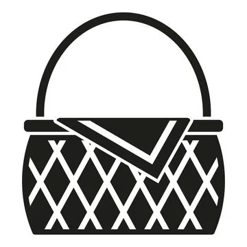 Hamper basket icon simple vector. Picnic bag Stock Illustration