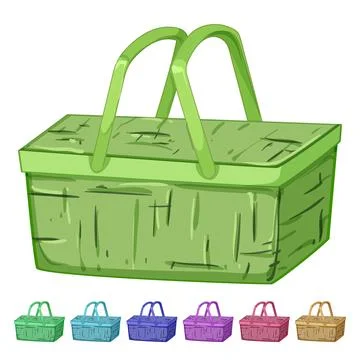 Hamper picnic basket cartoon vector graphic Illustration
