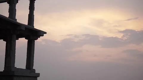 HAMPI, India - dramatic sunset and temple ruins from Hemakuta Hill Video stock 84788368