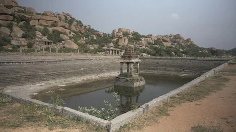 HAMPI, India - temple step well (Pushkarini) near Vijaya Vittala Temple Video stock 84601902