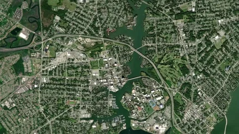 Hampton City Map Zoom (VA, USA) from Space to Earth (no pin, no text) Stock Footage 339747847