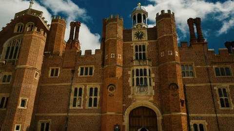Hampton Court Palace facade in London, England, UK Stock Footage