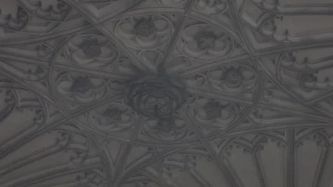 Hampton Court Palace ornate ceiling, pan right to left Stock Footage 86660853
