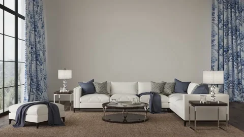 Hampton style interior design living room. Mock up white wall in home interior Stock Footage 202989495