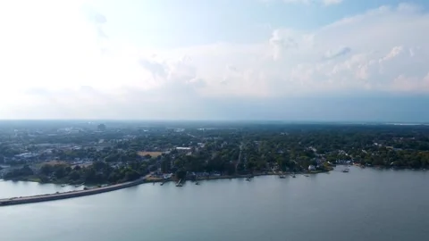 Hampton Virginia Coastline Aerial Stock Footage 329985491