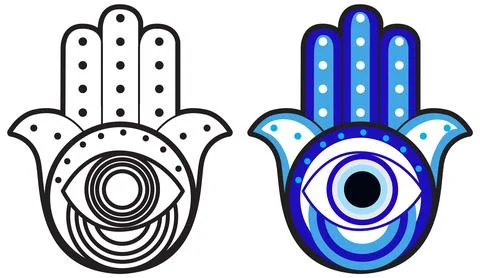 Hamsa Hand with Evil Eye Vector Illustration Stock Illustration