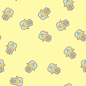 Hamsa hand islam muslim vector seamless pattern Stock Illustration