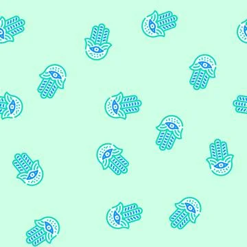 Hamsa hand jewish vector seamless pattern Stock Illustration