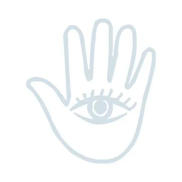 Hamsa Hand Palm With All Seeing Eye And Eyelids Line Icon Stock Illustration