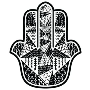 Hamsa hand in zentangle style Stock Illustration