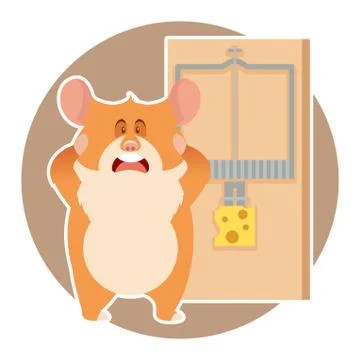 Hamster and a mousetrap Stock Illustration