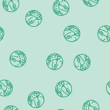 Hamster in ball pet line vector seamless pattern Stock Illustration