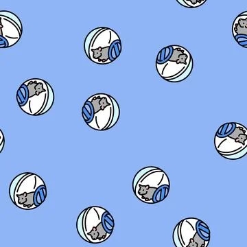 Hamster in ball pet vector seamless pattern Stock Illustration