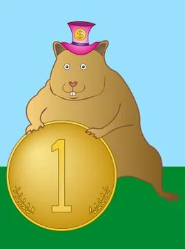 Hamster with a coin Stock Illustration