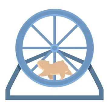 Hamster is doing exercise running on a blue wheel Stock Illustration