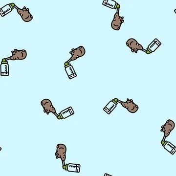 Hamster drink water vector seamless pattern Stock Illustration