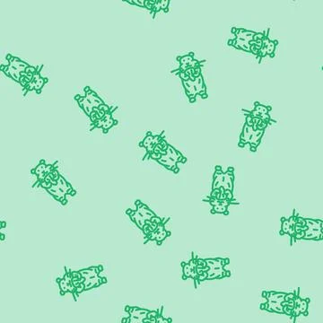 Hamster eating pet line vector seamless pattern Stock Illustration