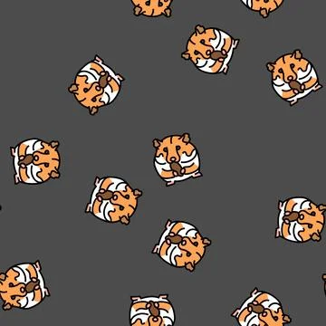 Hamster eating pet vector seamless pattern Stock Illustration