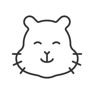 Hamster face, icon in line design. hamster, animal, pet, rodent, cute, small Stock Illustration