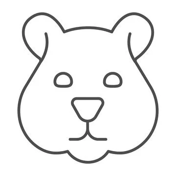 Hamster head thin line icon, domestic animals concept, rodent silhouette sign on Stock Illustration