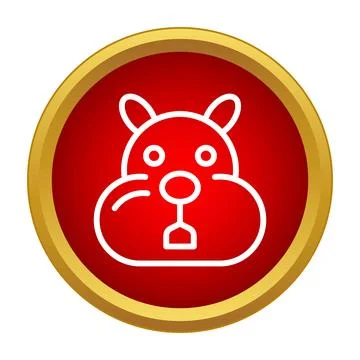 Hamster icon in red gold circle symbol Illustrazione stock