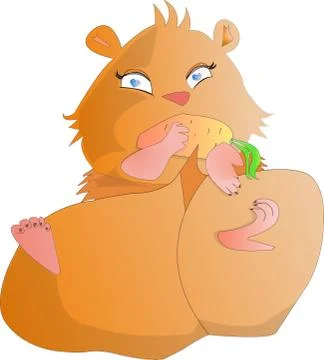 Hamster lying eating carrot Stock Illustration