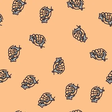 Hamster pet hand vector seamless pattern Stock Illustration