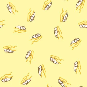 Hamster pet hand vector seamless pattern Stock Illustration
