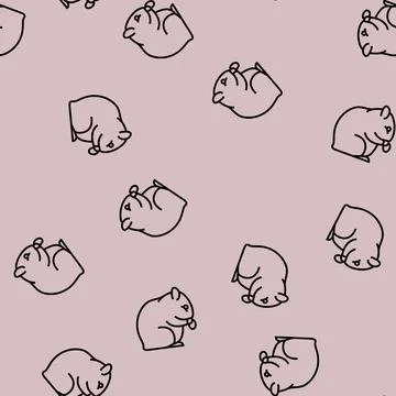 Hamster pet line seamless pattern Illustrazione stock