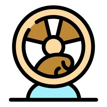 Hamster running inside wheel, pet exercise and wellbeing Stock Illustration