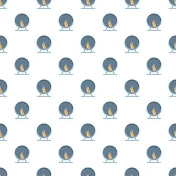 Hamster running in wheel seamless pattern illustration Stock Illustration