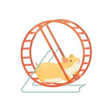 Hamster running in the wheel. Vector illustration. 스톡 일러스트