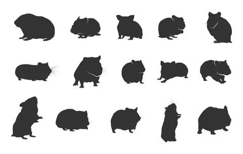 Hamster silhouettes, Hamster vector, Hamster clipart, Hamster icon Stock Illustration
