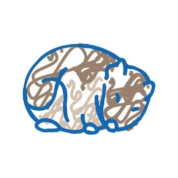 Hamster sleeping pet icon doodle illustration Stock Illustration