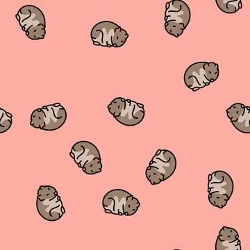 Hamster sleeping pet vector seamless pattern Stock Illustration