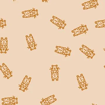 Hamster standing pet line vector seamless pattern Stock Illustration