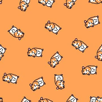Hamster standing pet vector seamless pattern Stock Illustration
