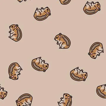 Hamster standing pet vector seamless pattern Stock Illustration