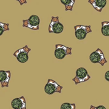 Hamster with toy pet vector seamless pattern Stock Illustration