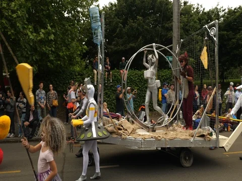 Hamster Wheel Float In Solstice Parade Stock Footage 76812190
