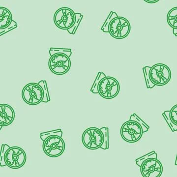 Hamster in wheel pet line vector seamless pattern Stock Illustration