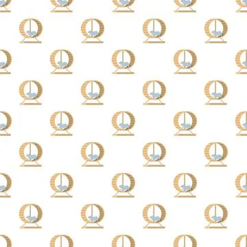 Hamster wheel working out seamless pattern design Stock Illustration