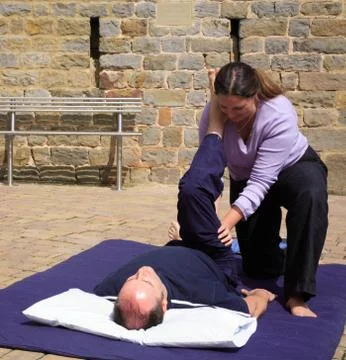 Hamstring stretch Stock Photos