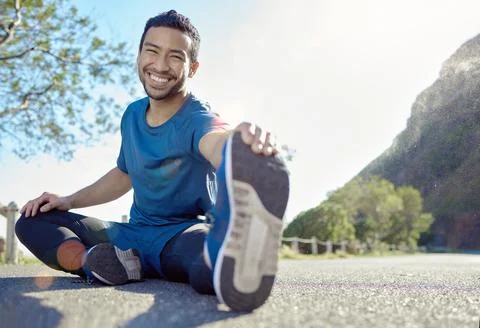 The hamstrings often get neglected. Full length shot of a handsome young man Stock Photos