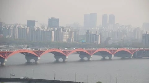 HAN RIVER IN SEOUL Stock Footage 45871359