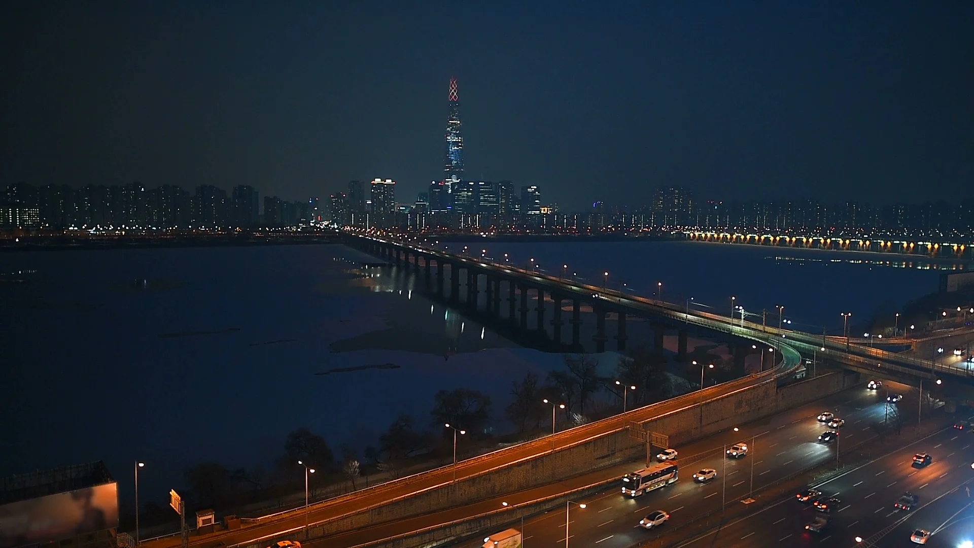 Han River Seoul Korea At Night Video Clip 85078882