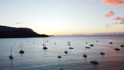 Hanalei Bay at Sunset Stock Footage 207838887
