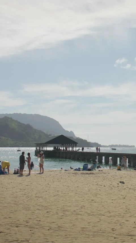 Hanalei Beach 库存影片 345293565