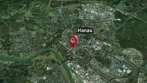 Hanau City Zoom (Germany) from Space to Earth Video stock 233936853